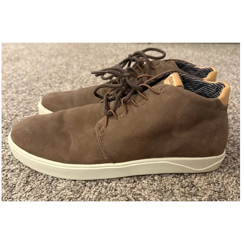 OluKai Nana Hele Boots Mens 11.5 Leather Brown Chukka Casual Minimalist Cabin